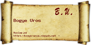 Bogye Uros névjegykártya